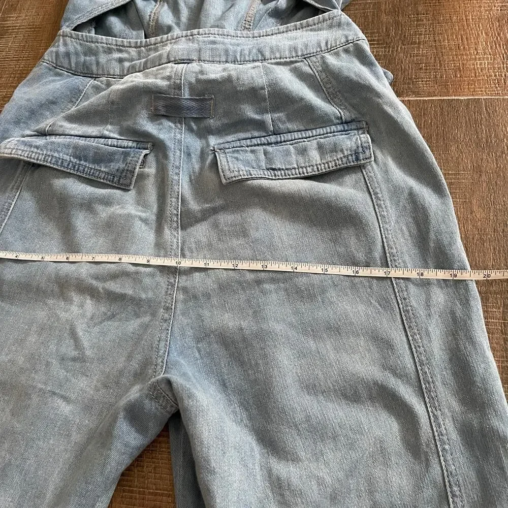 Free People Women's West Denim Utility Jumpsuit OB1160882 Mirage Blue Size Small